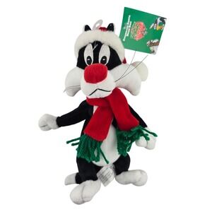 Warner Bros Sylvester Santa Bean Bag Plush Vintage 1998 NWT